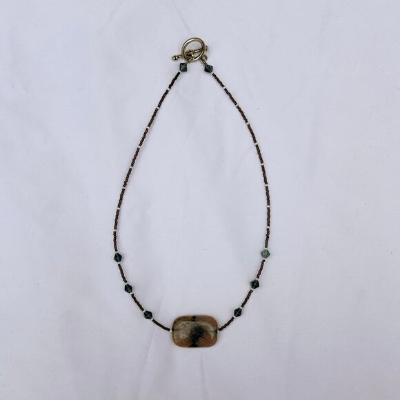 crystal beaded pendant boho necklace - Picture 1 of 5